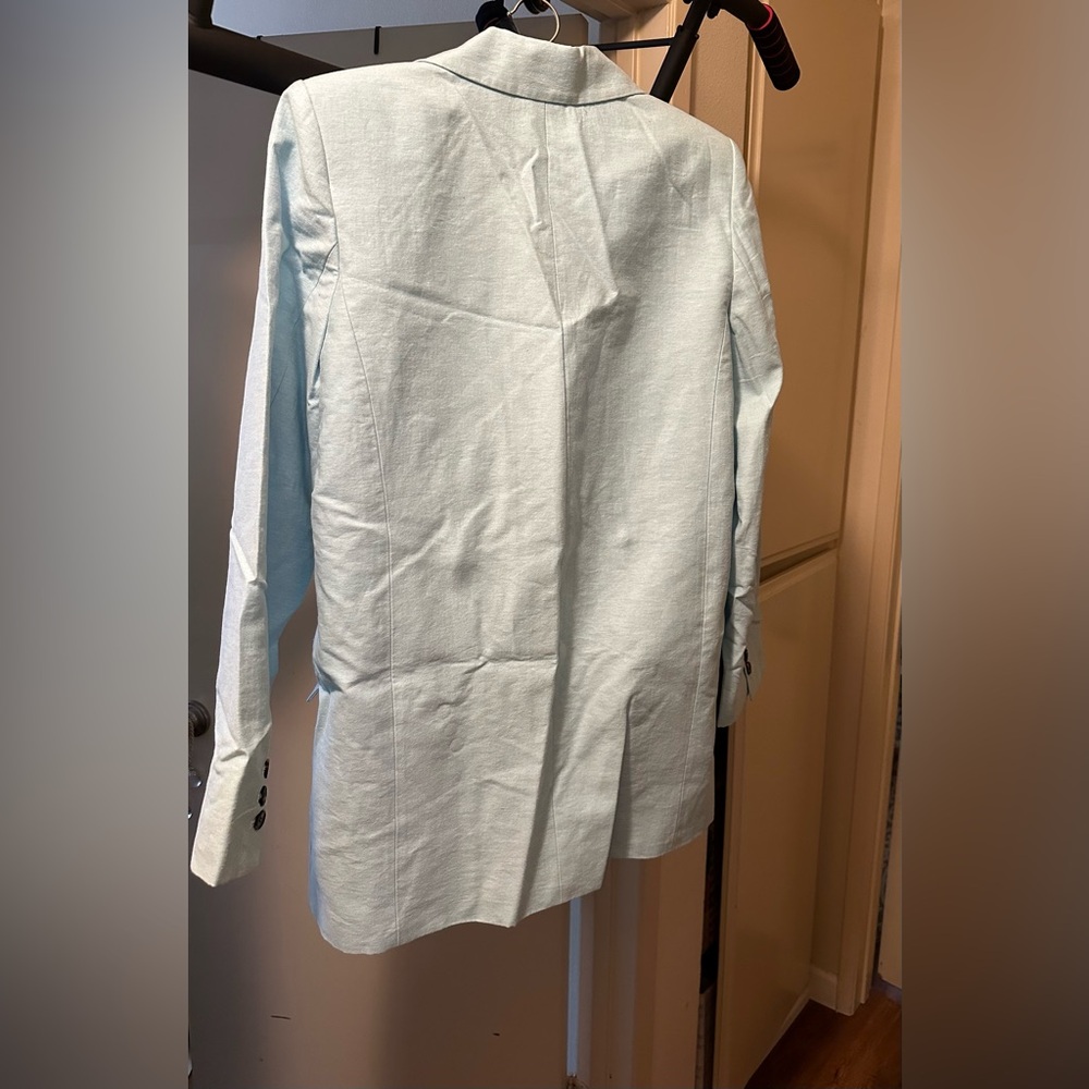 Zara Turquoise Blue Long Oversized Boyfriend Blazer bloggers favorite - Picture 14 of 15